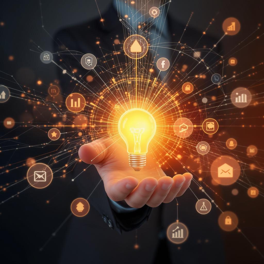 Ide med hand - illustration digital transformation